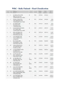 WRC - Rally Finland – Final Classification
