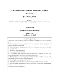 Advances in the Brain and Behavioral Sciences