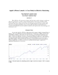 Apple's Iphone Launch: a Case Study in Effective Marketing