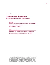 Contractor Reports: Executive Summaries and Bibliographies