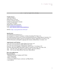 CV / LIST of QUALIFICATIONS Claudiu Turcuș Associate