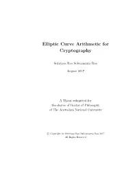Elliptic Curve Arithmetic for Cryptography