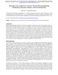 Proteome-Scale Analysis of Vertebrate Protein Thermoadaptation Modulated by Dynamic Allostery and Protein Solvation