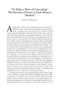 “To Make a Show of Concealing”: the Revision of Satire in Earle Birney's