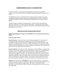 UNDERSTANDING FACULTY CATEGORIZATION What Do All of the Academic Titles Mean??