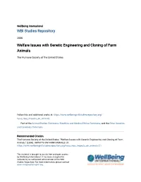 Welfare Issues with Genetic Engineering and Cloning of Farm Animals