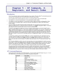 AT Commands, S-Registers, and Result Codes
