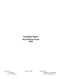 Feasibility Report World Peace Forum 2006