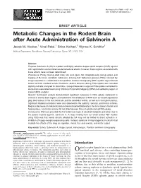 Metabolic Changes in the Rodent Brain After Acute Administration of Salvinorin a Jacob M
