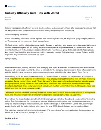 Subway Officially Cuts Ties with Jared