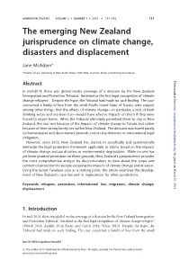 The Emerging New Zealand Jurisprudence on Climate Change, Disasters and Displacement