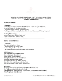 Ashaya Awakening Required Reading List for Website