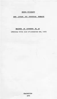 Cory Library List of Accessions No 26