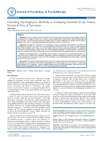 Extending Psychophysics Methods to Evaluating Potential Social Anxiety