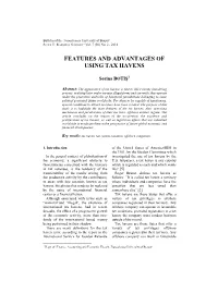 Features and Advantages of Using Tax Havens