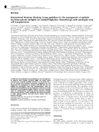 International Myeloma Working Group Guidelines for the Management Of