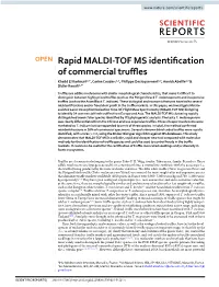 Rapid MALDI-TOF MS Identification of Commercial Truffles