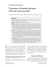 Treatment of Interface Keratitis with Oral Corticosteroids