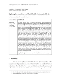 Exploring Qur'anic Stance on Mental Health