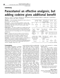 Paracetamol an Effective Analgesic, but Adding Codeine Gives Additional Benefit