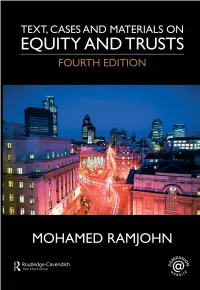Text, Cases and Materials on Equity and Trusts