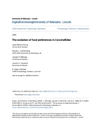 The Evolution of Food Preferences in Coccinellidae