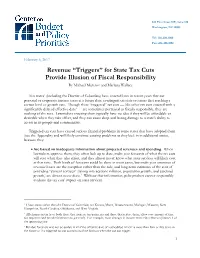Triggers” for State Tax Cuts Provide Illusion of Fiscal Responsibility by Michael Mazerov and Marlana Wallace
