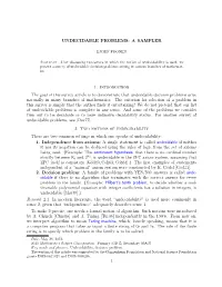 Undecidable Problems: a Sampler