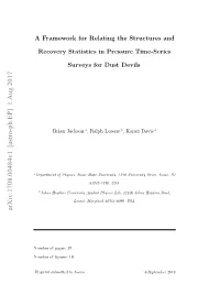 A Framework for Relating the Structures and Recovery Statistics in Pressure Time-Series Surveys for Dust Devils