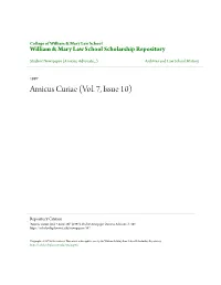 Amicus Curiae (Vol. 7, Issue 10)