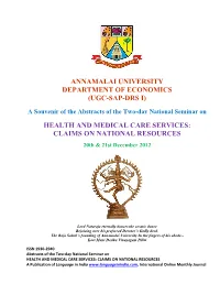 Annamalai University Department of Economics (Ugc-Sap-Drs I)