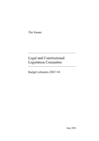 Budget Estimates 2003–04