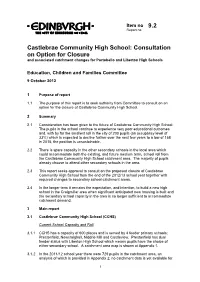 Castlebrae Community High School: Consultation on Option for Closure and Associated Catchment Changes for Portobello and Liberton High Schools