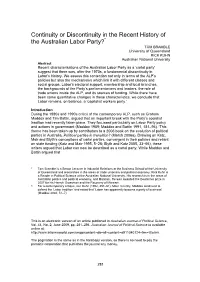 Continuity Or Discontinuity in the Recent History