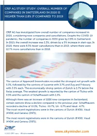 Crif Ag Study Study: Overall Number of Companies in Switzerland in 2020 Is Higher Than 2.8% If Compared to 2019
