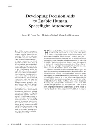 Developing Decision Aids to Enable Human Spaceflight Autonomy