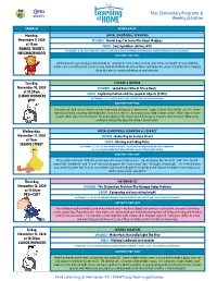 FALL Elementary Programs & Weekly Activities
