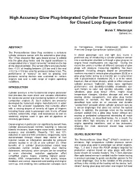 High Accuracy Glow Plug-Integrated Cylinder Pressure Sensor for Closed Loop Engine Control