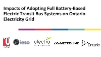 Impacts of Adopting Full Battery-Based Electric Transit Bus Systems on Ontario Electricity Grid Motivation