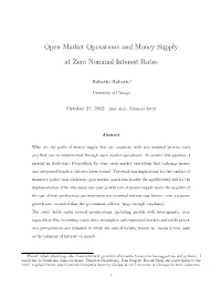 Open Market Operations and Money Supply at Zero Nominal Interest Rates