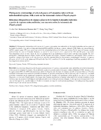 Phylogenetic Relationships of Selected Genera of Lutjanidae Inferred from Mitochondrial Regions, with a Note on the Taxonomic Status of Pinjalo Pinjalo