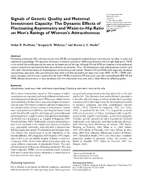 Signals of Genetic Quality and Maternal Investment Capacity: the Dynamic Effects of Fluctuating Asymmetry and Waist-To-Hip Ratio