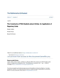 The Constructs of Phd Students About Infinity: an Application of Repertory Grids