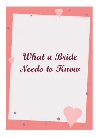 What a Bride Needs to Know What a Bride Needs to Know______