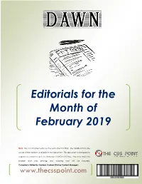 Editorials for the Month of February 2019