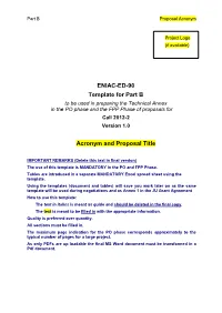 ENIAC-ED-90 Template for Part B Acronym and Proposal Title