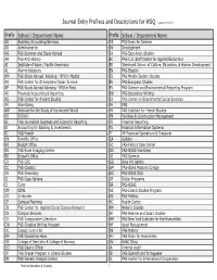Journal Entry Prefixes and Descriptions for WSQ (Updated 12/2011)