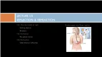 Lecture 15 Reflection & Refraction