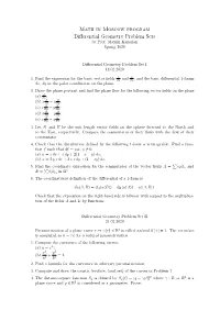 Math in Moscow Program Differential Geometry Problem Sets