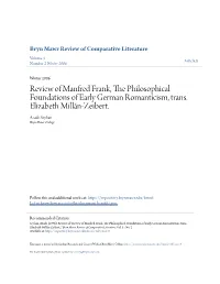 Review of Manfred Frank, the Philosophical Foundations of Early